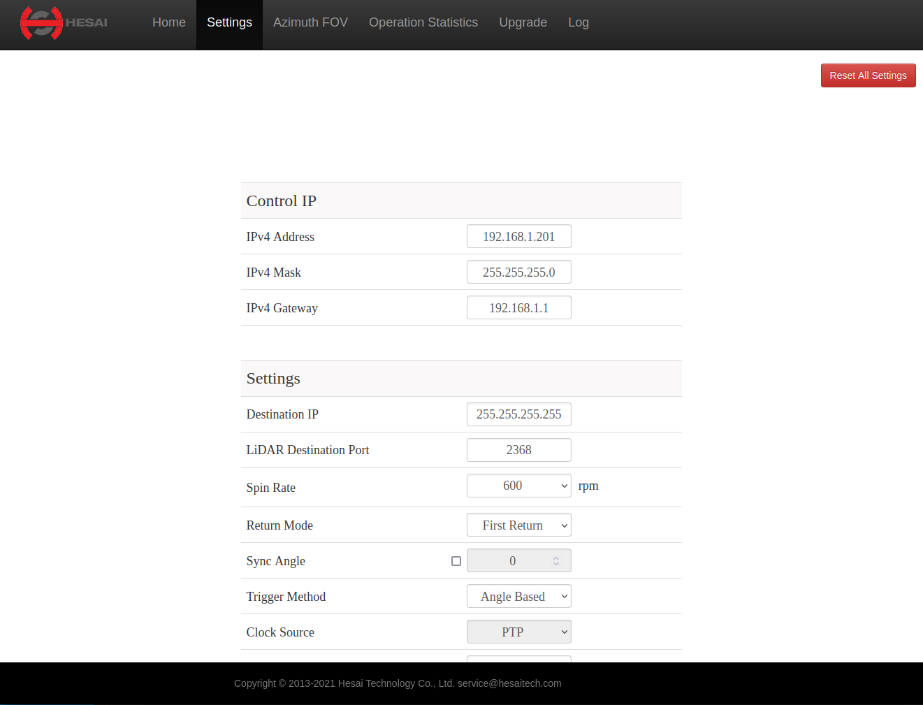 hesai-console-settings