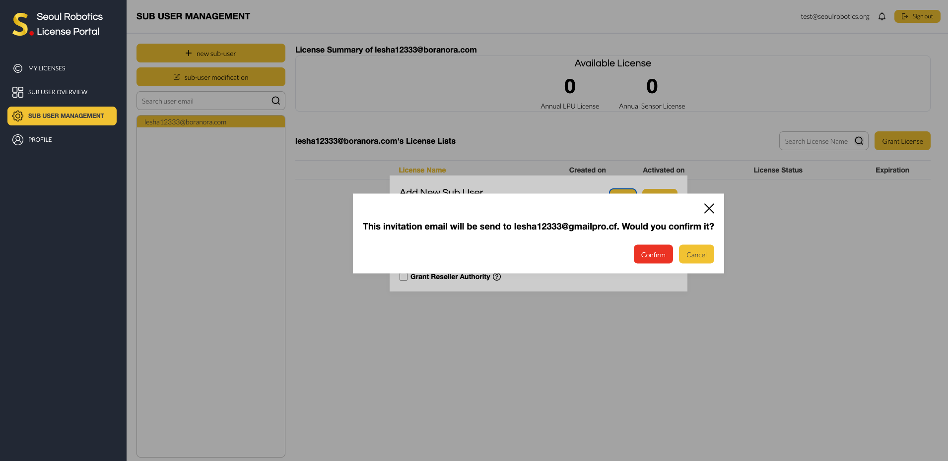 Sub User Validation