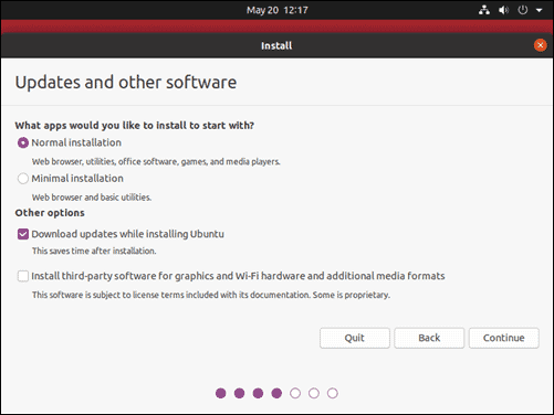 Choose starting applications for Ubuntu 20.04